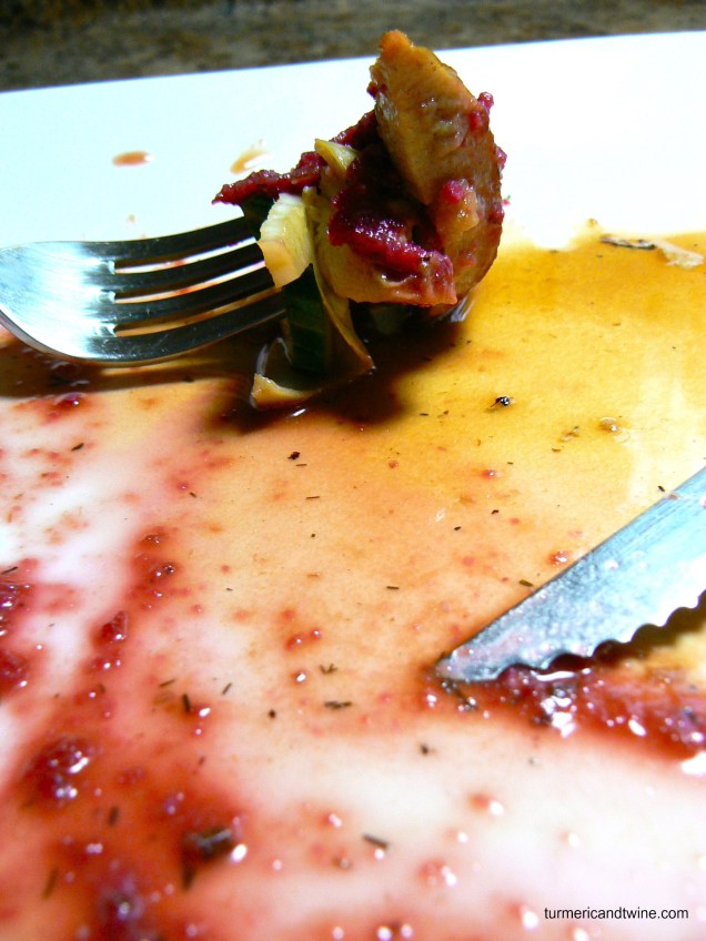 chicken sausage with beet cream and fennel artichoke salad last bite