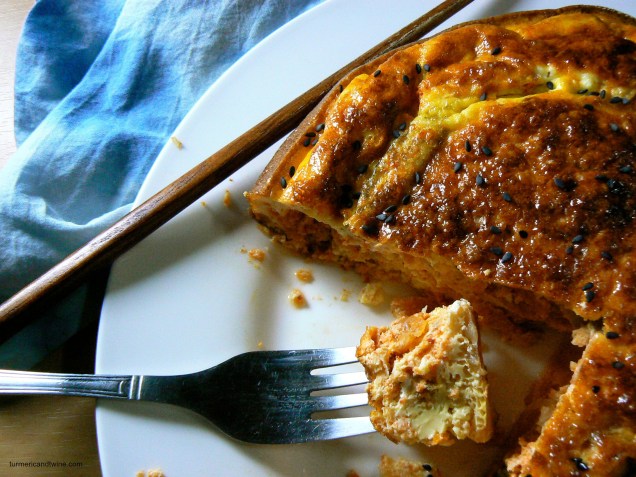 mukeunji kimchi frittata with lemongrass and sour cream bite