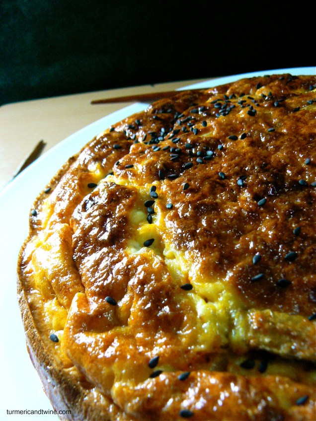 mukeunji kimchi frittata with sour cream and lemongrass