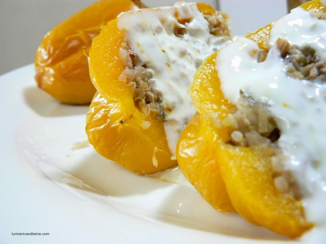 Stuffed Yellow Peppers with Saffron Yogurt Sauce 2