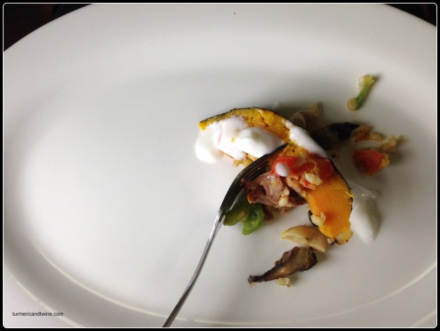 smoked duck stuffed pumpkin bite